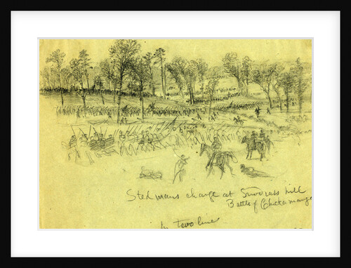 Steedmans charge at Snodgrass hill, Battle of Chickamauga, 1863 September 19-20 by Alfred R Waud