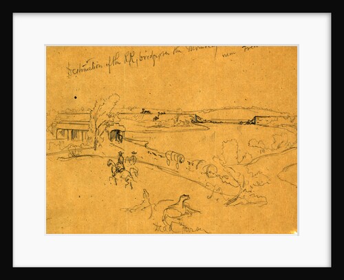 Destruction of the R.R. bridge, over the Monocacy River near Frederick, Md, 1864 July 9 by Alfred R Waud