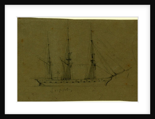 Supply, Broadside view of frigate, 1860-1865 by Alfred R Waud