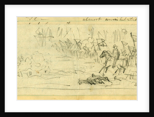 A Corps going into battle, possibly General Warren's V Corps at Mine Run, 1865? by Alfred R Waud
