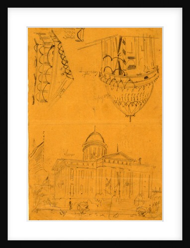 Illinois statehouse, Springfield, Ill, with details showing draped bunting on dome, 1865 May by Alfred R Waud