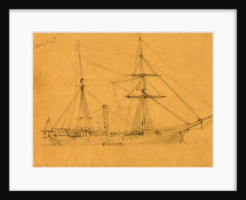 Pocohontas, broadside view of steam frigate, 1860-1865 by Alfred R Waud