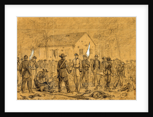 The rebel dodge to cover the retreat into Virginia. Flag of truce to look after the wounded, 1862 ca. September by Alfred R Waud