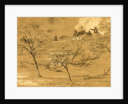 Portion of Rebel battery at Wynns Mill. The gun which wounded Lieut. Wagner. Topographical Engineer, 1862 ca. April by Alfred R Waud