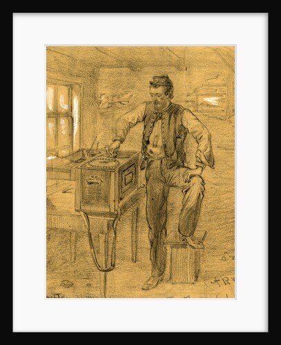 Signal Telegraph Machine and operator, Fredericksburg, 1862 ca. December by Alfred R Waud