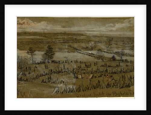 Bridges built for Reynolds Corps, sketched from Rebel rifle pits, 1863 April 28-30 by Alfred R Waud