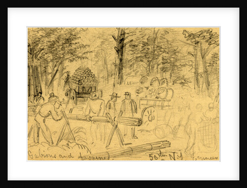 Making Gabions and fascines, 50th N.Y. Engineers by Alfred R Waud