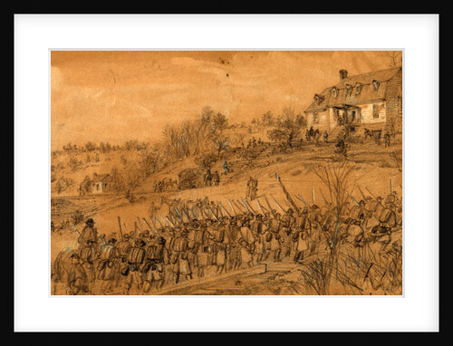 Scene at Germanna Ford, 6th Corps returning from Mine Run, 1863 November-December by Alfred R Waud