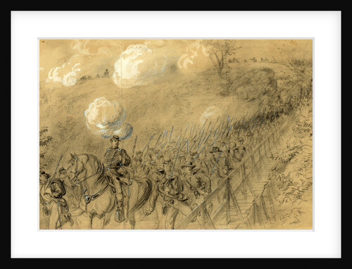 N.Y. 14th Heavy Artillery crossing Chesterfield bridge on the North Anna under a heavy artillery fire, 1864 ca. May 31 by Alfred R Waud