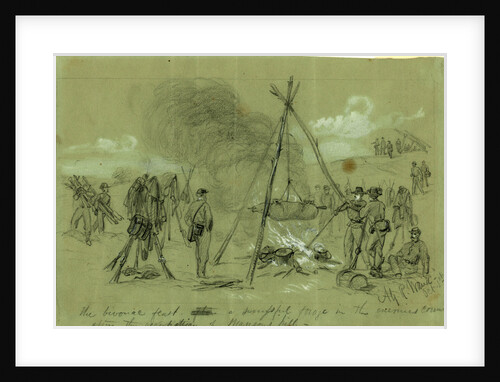 The bivouac feast after a successful forage in the enemies country after the occupation of Munson's hill, 1861 October 1 by Alfred R Waud
