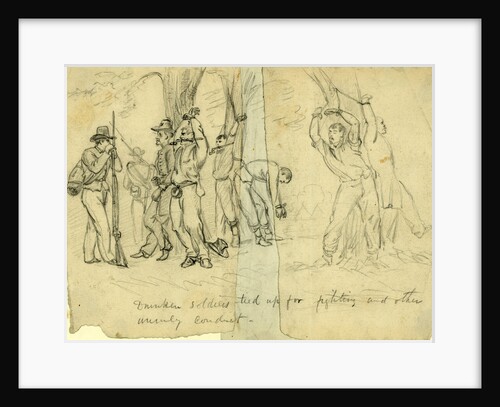 Drunken soldiers tied up for fighting and other unruly conduct by Alfred R Waud