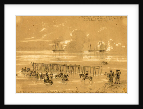 Gunboats shelling the enemy at the battle of Malvern hill sketched from McClellans headquarters by Alfred R Waud