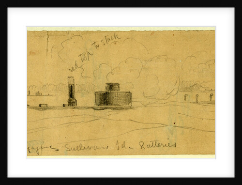 Patapsco engaging Sullivans Id. Batteries by Alfred R Waud