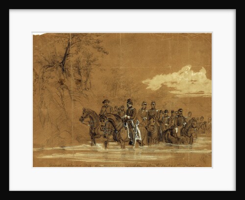 General Sickles and Staff in a reconnoitering expedition along the banks of the Potomac by Alfred R Waud