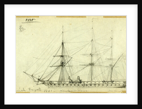 Danish Frigate 1861, Newport News, Zeeland by Alfred R Waud