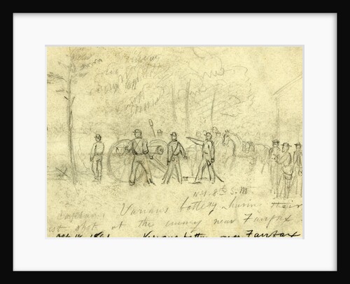 Captain Varians battery N.Y. 8th S.M. having their first shot at the enemy near Fairfax by Alfred R Waud