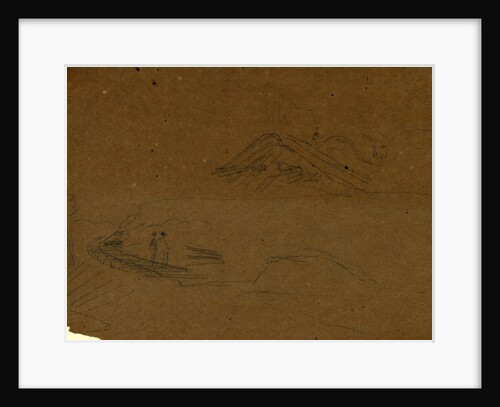 Railroad track and hillside with figures by Alfred R Waud