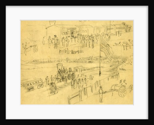 Two sketches of a depot on the Charleston & Savannah Railroad by Alfred R Waud