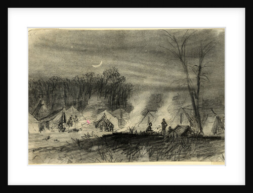 Soldiers in camp at night by Alfred R Waud