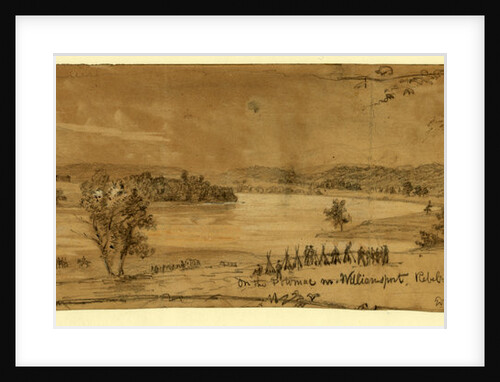 On the Potomac nr. Williamsport. Rebel crossing, Rebel Pontoons at Falling Waters by Alfred R Waud