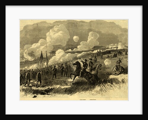 Colonel Burnside's brigade at Bull Run, First and Second Rhode Island, and Seventy-First New York Regiments, with their Artillery, Attacking the Rebel Batteries at Bull Run by Alfred R Waud