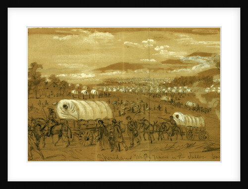 Sheridans Wagon Trains in the Valley. Early morning mist and smoke by Alfred R Waud