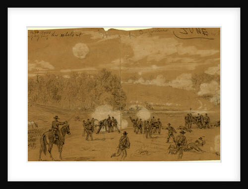 Artillery of Smith's division commanded by Capt. Ayres engaging the rebels at White Oak Swamp by Alfred R Waud