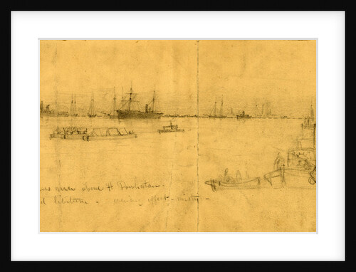 Pontoon bridge over the James River above Ft. Powhatan by Alfred R Waud