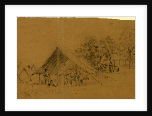 Soldiers in their tents in army camp by Alfred R Waud