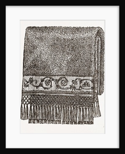 Towel Embroidered In Cord Stitch by Anonymous