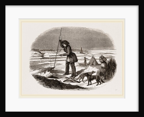 Chippeway Indian fishing on the ice USA America by Anonymous