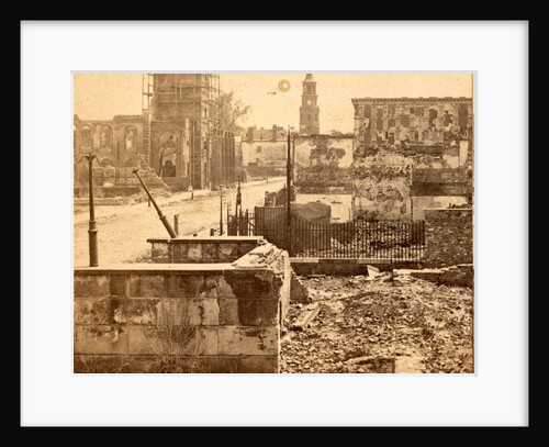 Meeting St., Charleston, S.C., looking South, showing the ruins of Circular church and the Mills House, St. Michael's church in the distance by Anonymous