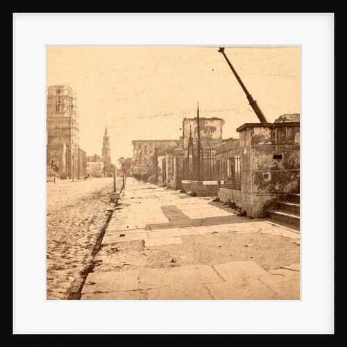 Meeting St., Charleston, S.C., looking South, showing the ruins of Circular church and the Mills House, St. Michael's church in the distance by Anonymous