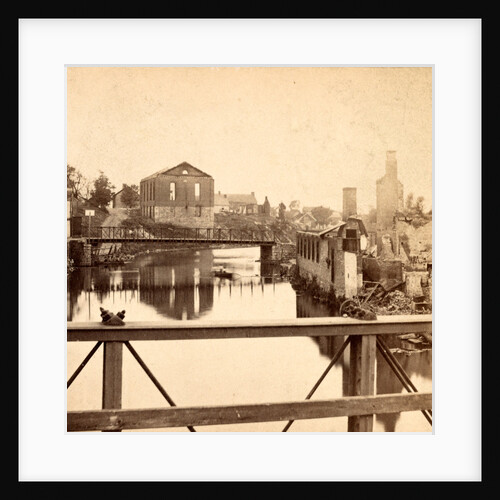 Conococheague Creek - looking east, Baptist Church & gas works, Chambersburg, Franklin Co., Pa., destroyed by the rebels under McCausland, July 30th, 1864 by Anonymous