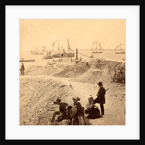 View from the parapet of Fort Sumpte, Charleston Harbor, S.C., during the raising of the old flag, April 14th, 1865 by Anonymous