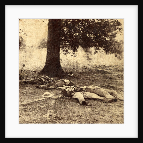 Confederate soldiers who had evidently been shelled by our batteries on Round Top, at the Battle of Gettysburg, USA by Anonymous
