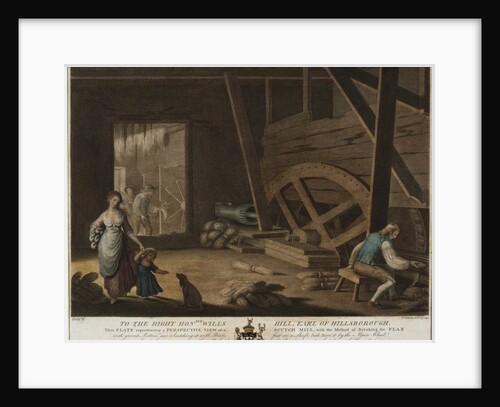 A perspective view of a scutch mill by Anonymous