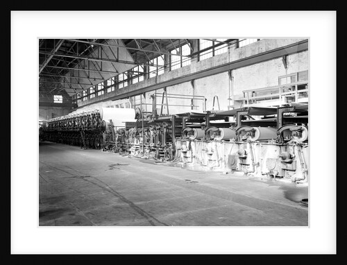 Mt. Holyoke, Massachusetts - Paper. American Writing Paper Co. Cylinder machines (making matchboard), 1936 by Lewis Hine