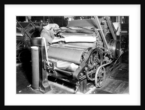 Manchester, New Hampshire - Textiles. Pacific Mills. Carding machine, April 1937 by Lewis Hine