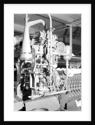 Manchester, New Hampshire - Textiles. Pacific Mills. Barber-Colman Automatic Spooler. (side view) Tying machine close up, April 1937 by Lewis Hine
