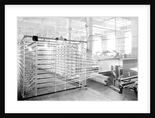 Paterson, New Jersey - Textiles. Jackson Winding and Warping Company. Picture of a Sipp-Eastwood DY type of High Speed Warper. by Lewis Hine
