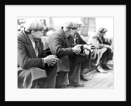 Row of men at the New York City docks out of work during the depression, 1934 by Lewis Hine