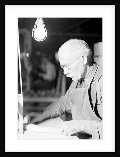 High Point, North Carolina - Upholstering. Tomlinson Chair Manufacturing Co. Upright belt sander chair arm by Lewis Hine