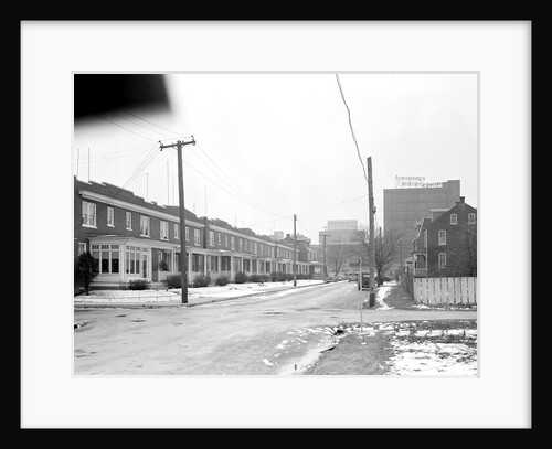 Lancaster, Pennsylvania - Housing. Homes of linoleum workers near plant (plant in distance) - rental $22.00 - $25.00, 1936 by Lewis Hine