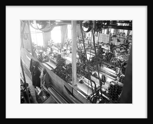 Paterson, New Jersey - Textiles. Idle quilling machines and looms in a cockroach shop, March 1937 by Lewis Hine