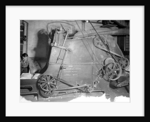 Millville, New Jersey - Textiles. Millville Manufacturing Co. Man to the side of a large machine, 1936 by Lewis Hine