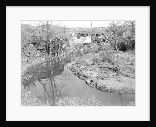 Paterson, New Jersey - Textiles. Bachelor shacks in outskirts of Paterson, on Molly Jan Brook by Lewis Hine