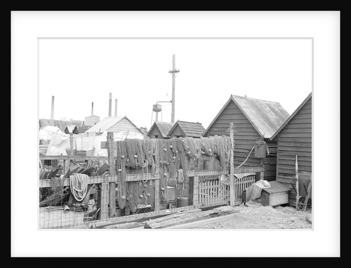 Millville, New Jersey - Scenes. A view of back yards of Whitall Tatum Company houses looking toward Whitall Tatum upper plant, 1936 by Lewis Hine