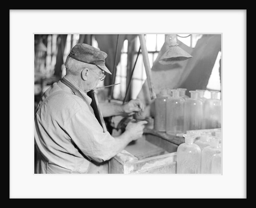 Millville, New Jersey - Glass bottles. Stopper-grinder at T. C. Wheaton Co, March 1937 by Lewis Hine