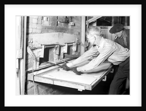 Millville, New Jersey - Glass bottles. Man working at ovens, 1936 by Lewis Hine
